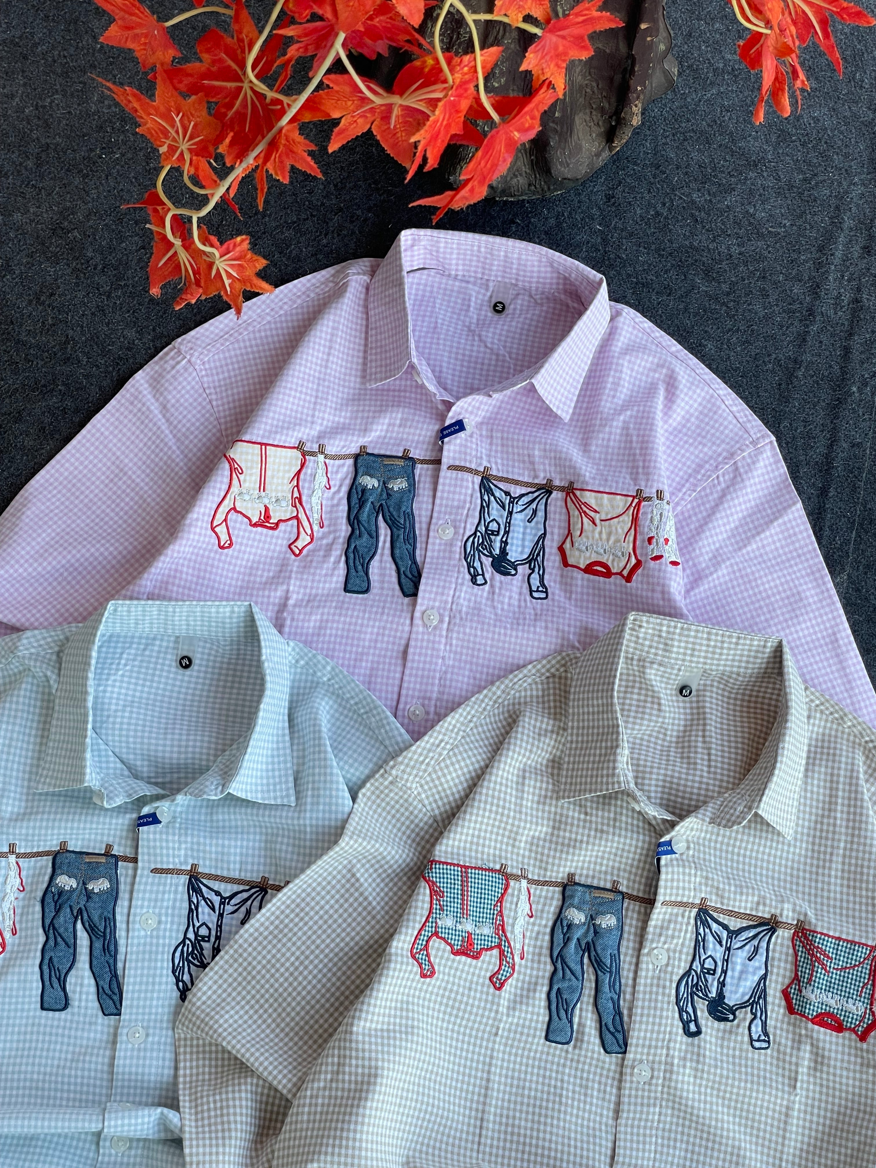 Oversized with embroidery shirts