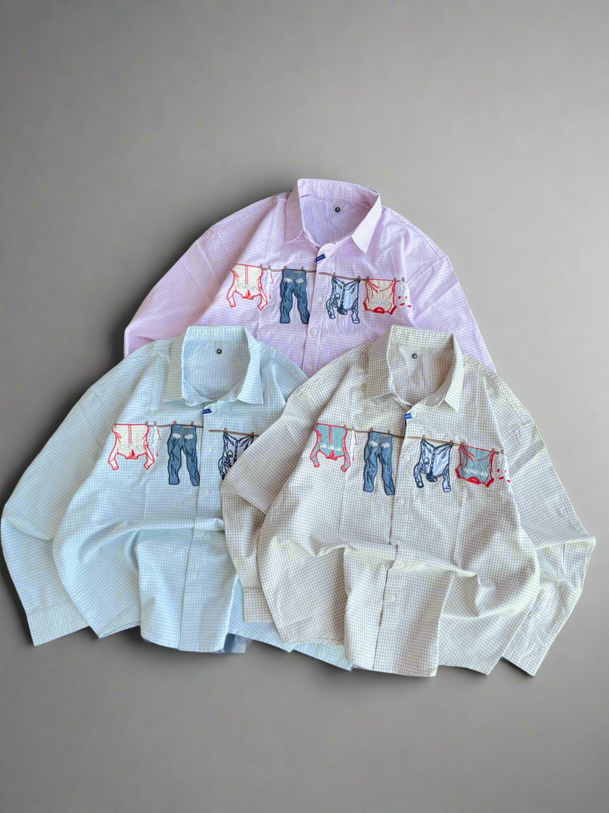 Oversized with embroidery shirts