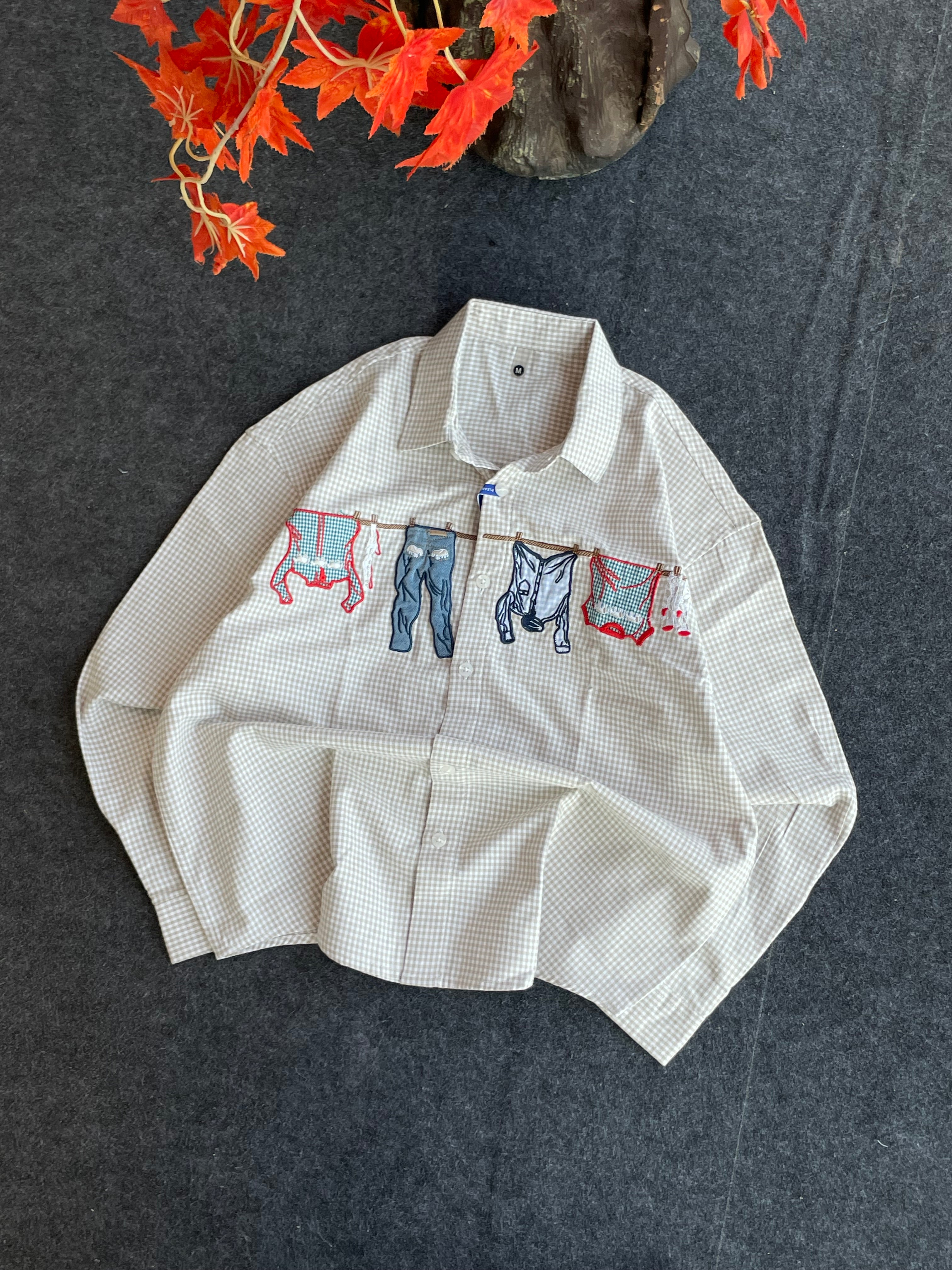 Oversized with embroidery shirts