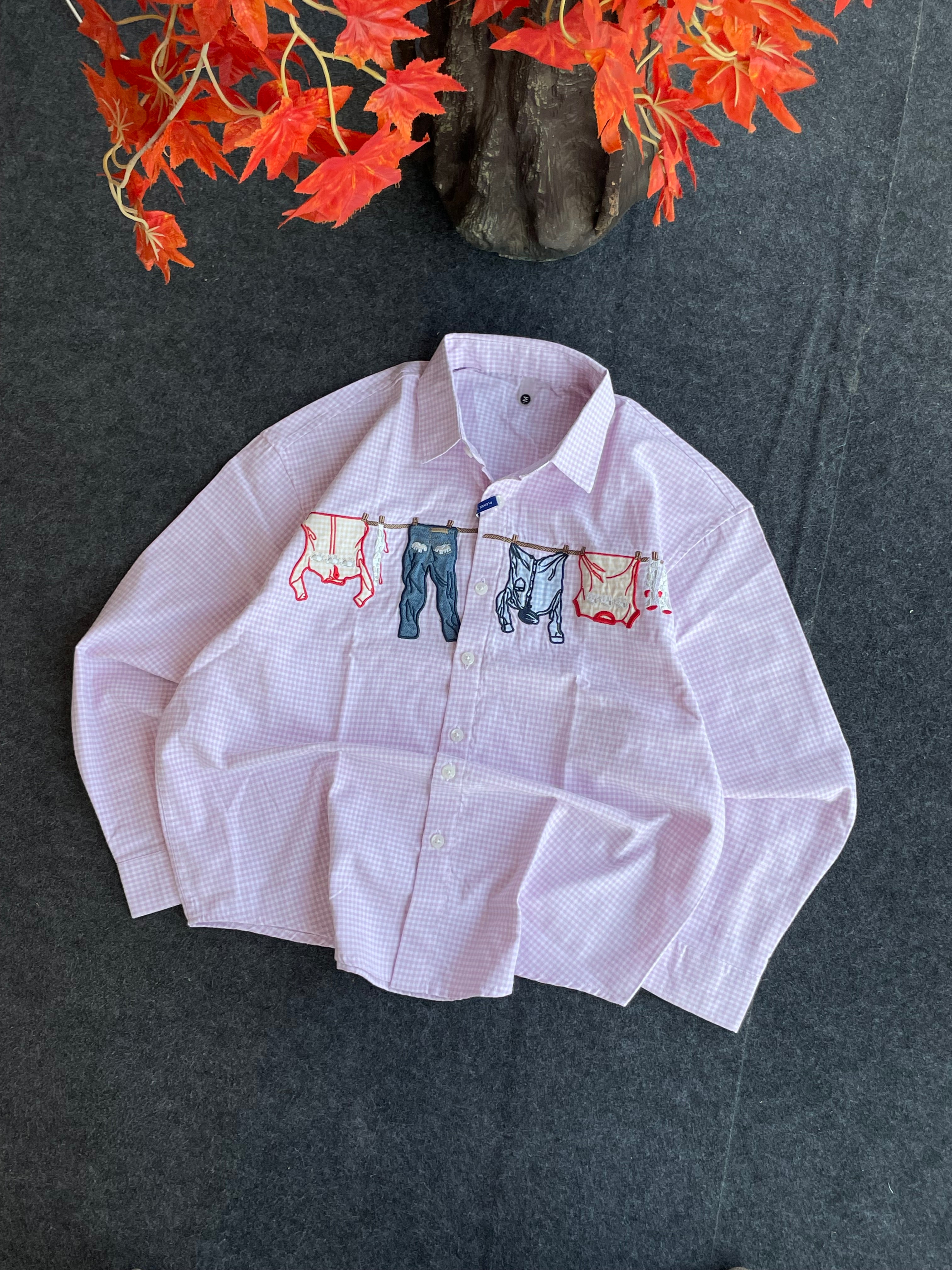 Oversized with embroidery shirts