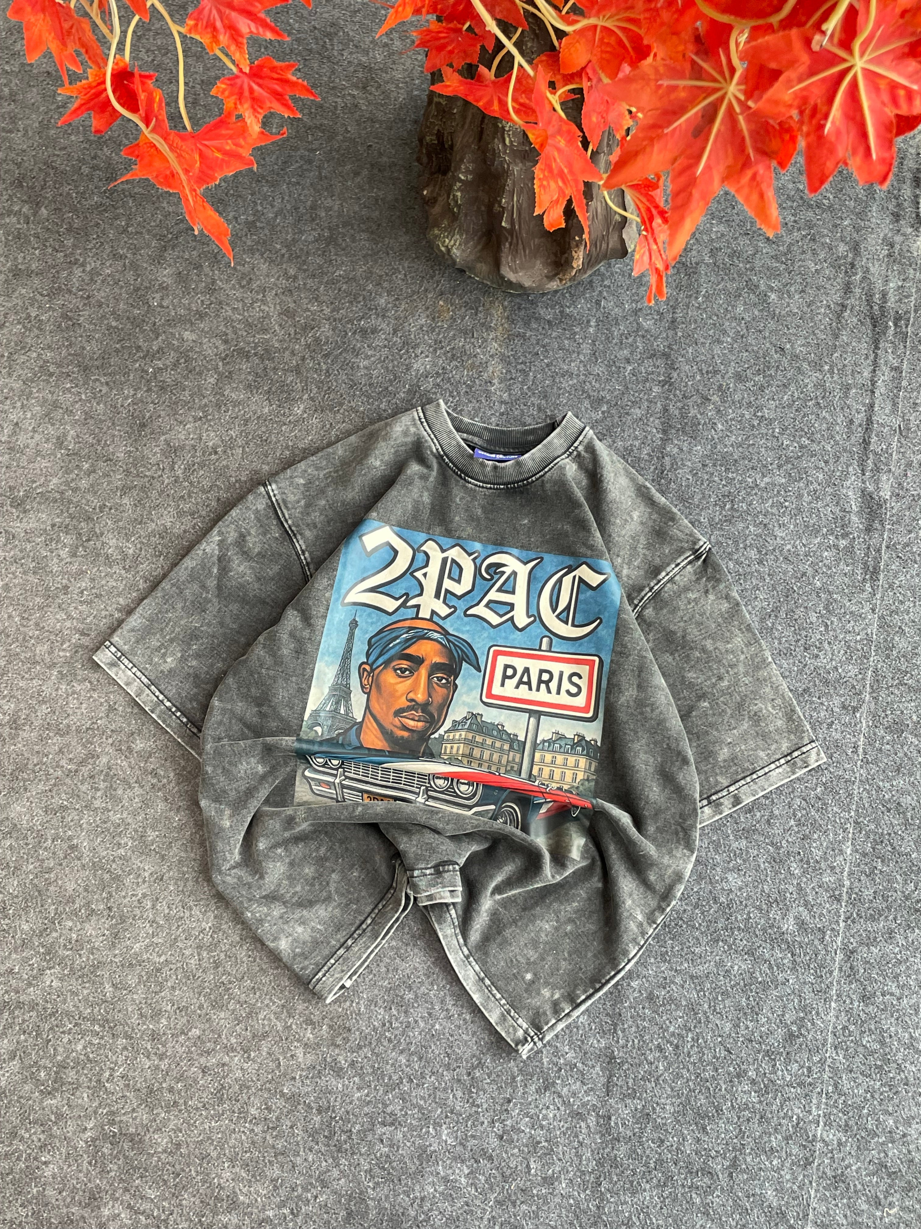 Acid wash printed tees
