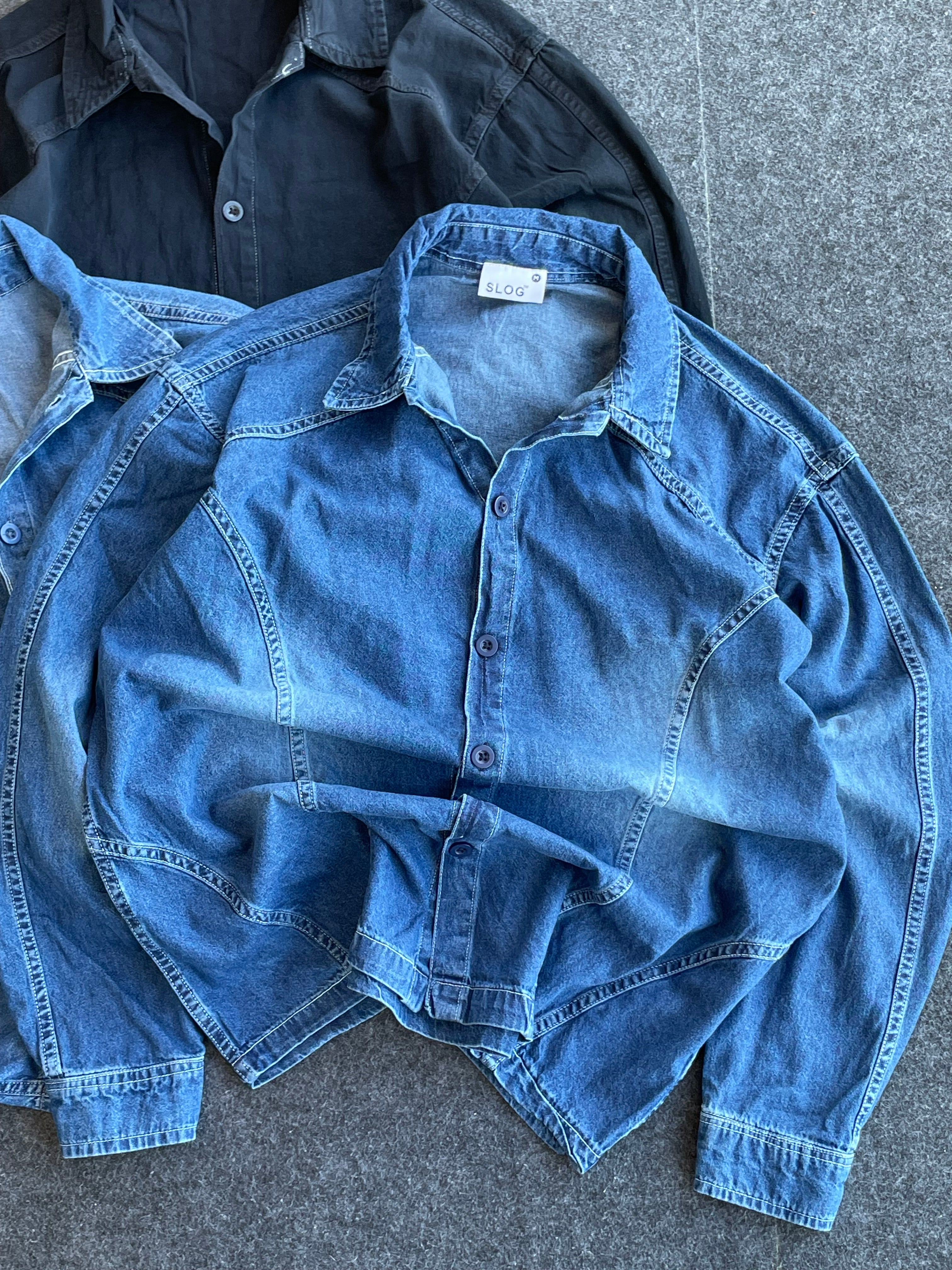 Denim drop shoulder