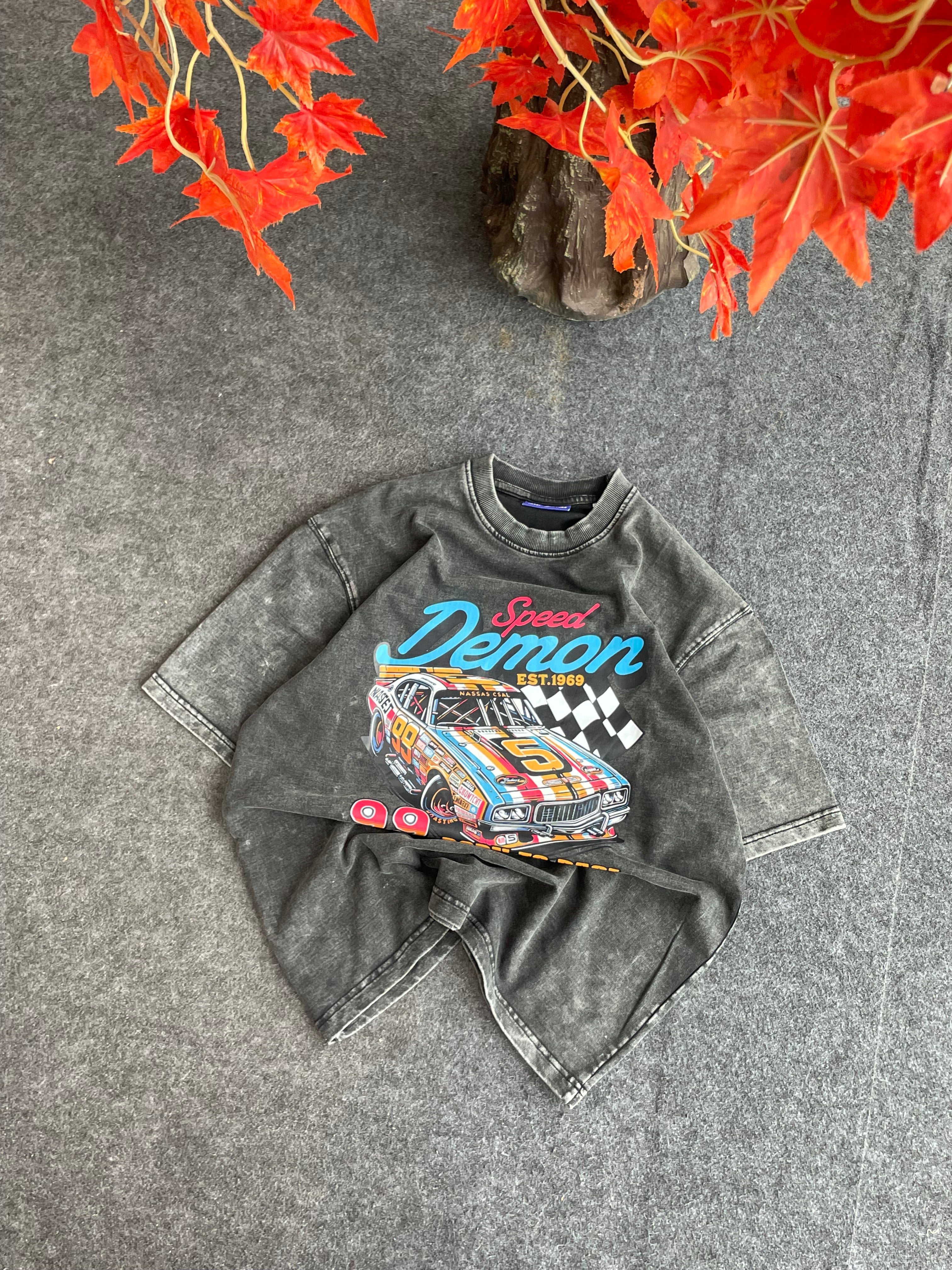 Acid wash printed tees