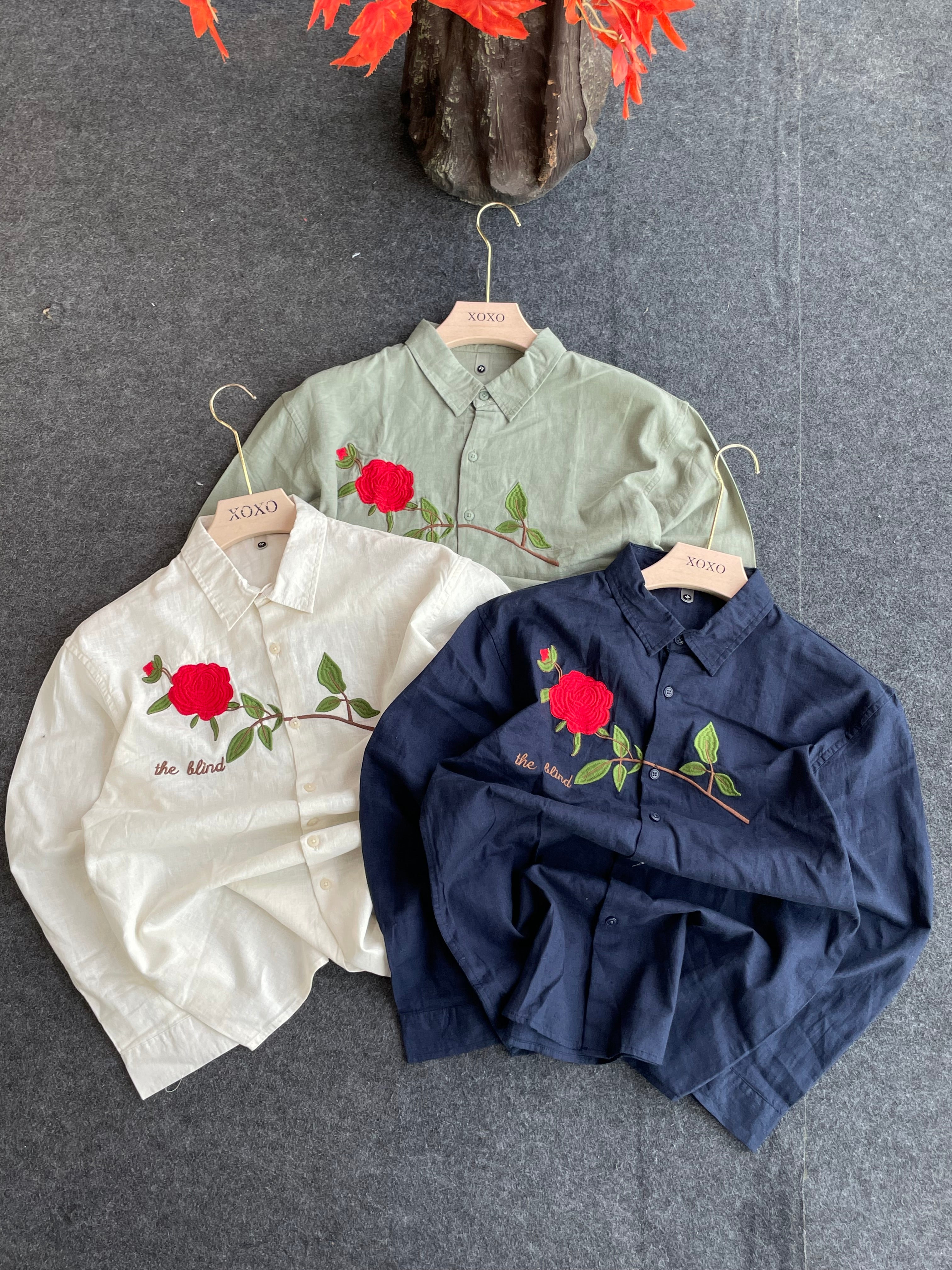 Linen embroidery shirts