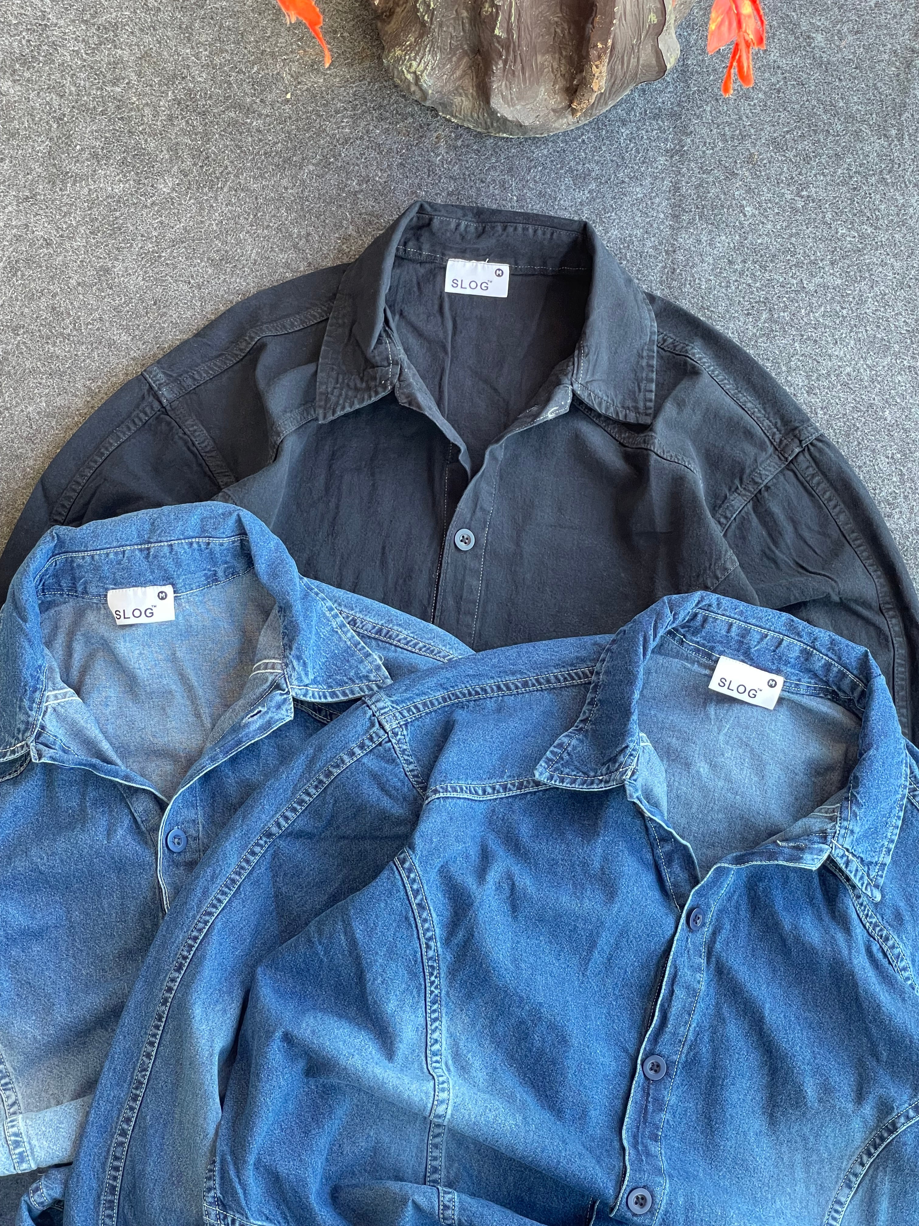 Denim drop shoulder