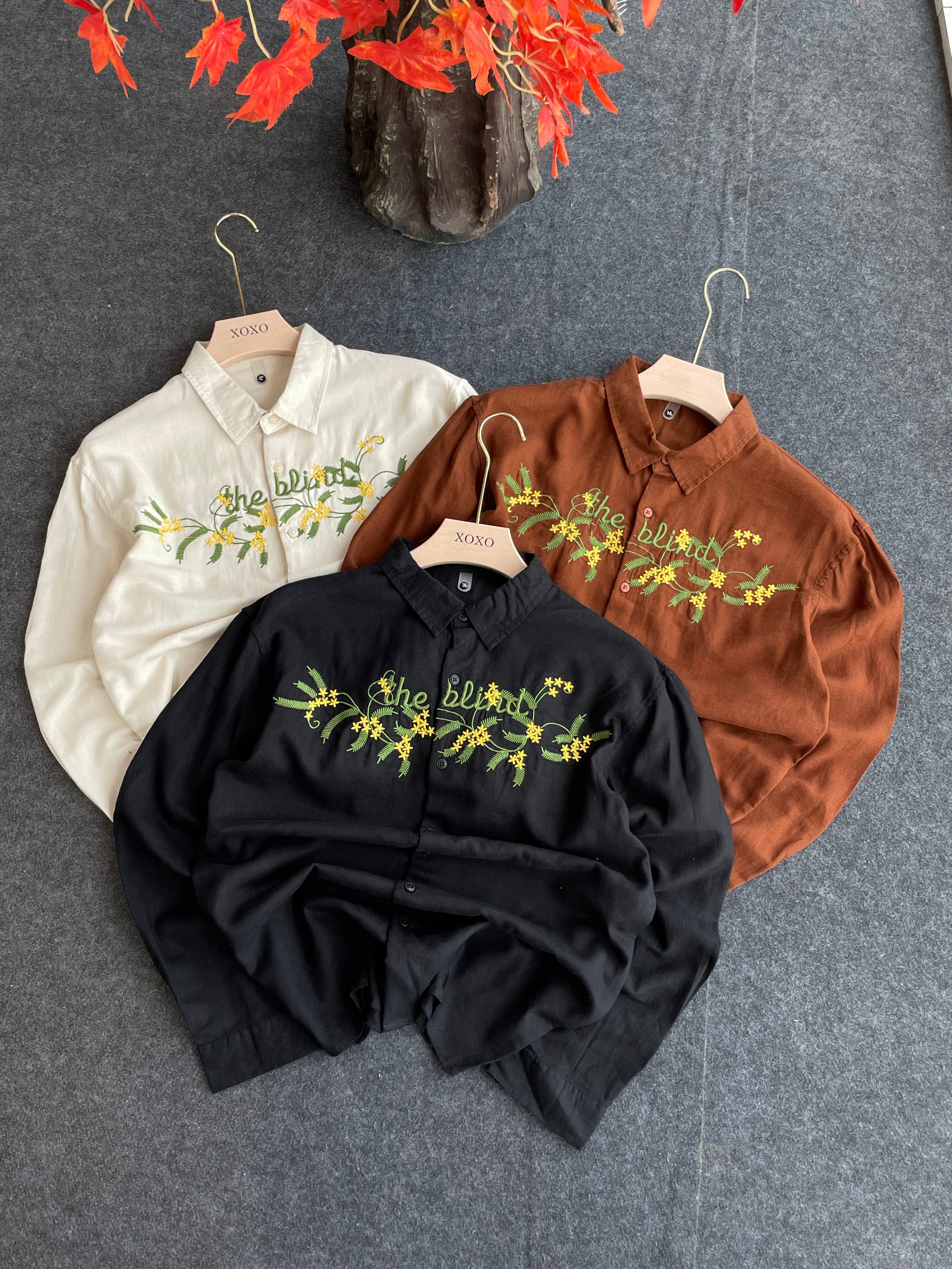 Linen embroidery shirts