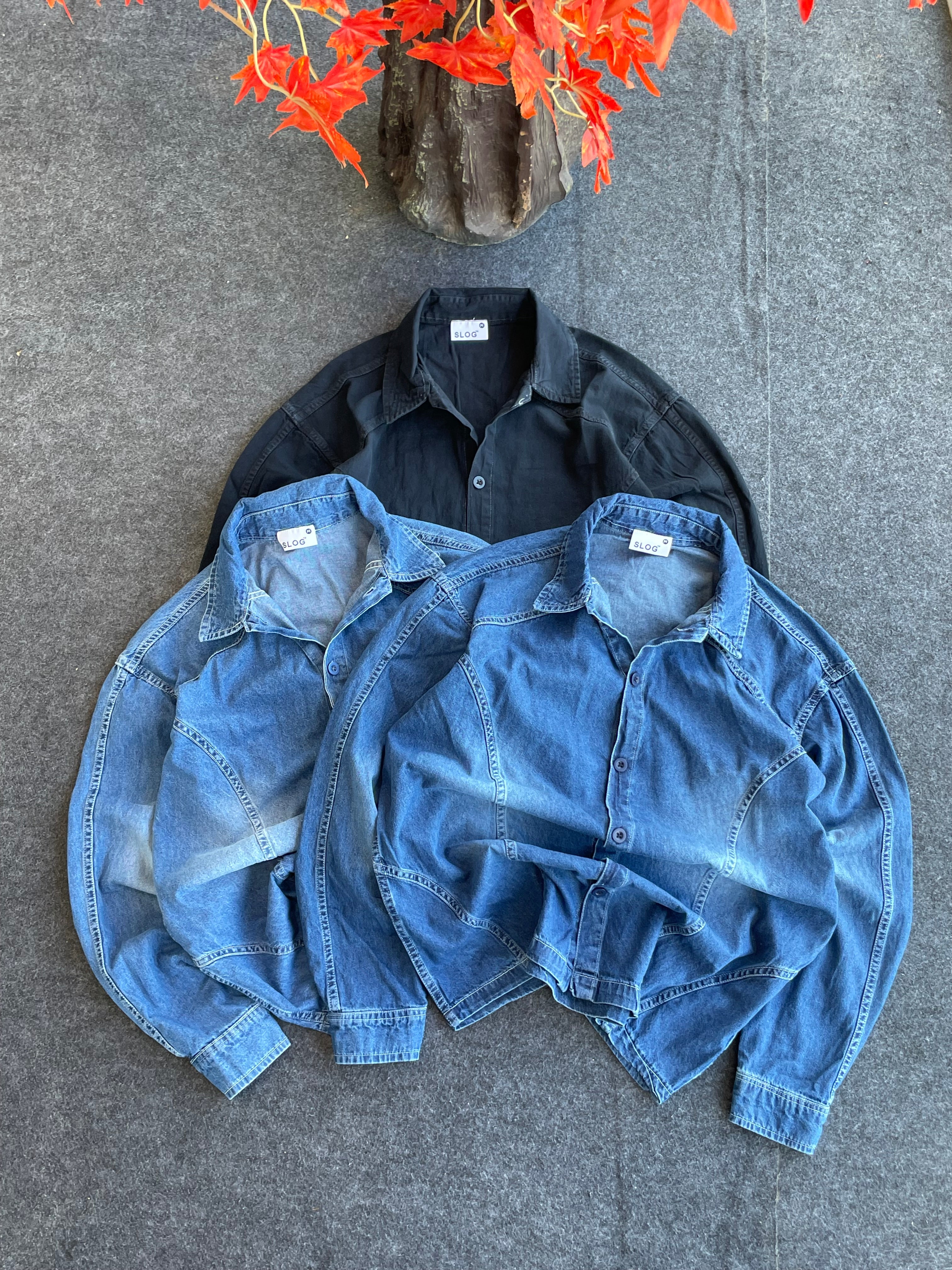 Denim drop shoulder